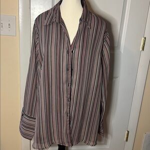 Milano womens striped multicolor button down dress top XL